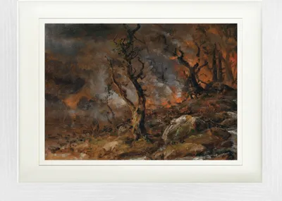 Produktbild von Johan Christian Dahl Gerahmtes Bild Mit Edlem Passepartout | Wand-Bilder | Im Bilderrahmen - Von Feuer Glosender Wald, 1846 (30 x 40 cm)