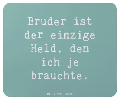 Produktbild von Mr. & Mrs. Panda Mouse Pad Spruch Bruder Held - Meeresbrise - Geschenk, Unterstützung, Bruderherz, mauspad laptop, Familienbande, pc, Familienmitglieder, Tapferkeit
