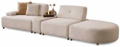 Image de Canapé 4 places, style moderne, couleur beige, confortable, salon, tissu moelleux