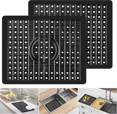 Obrázek produktu pro Ibenzoa® Flexibilní, žáruvzdorné gumové podložky – ochrana dřezů a pracovních ploch, sada 2 kusů, rozměry 31,4 x 26 cm, protiskluzové, odolné do 200 °C