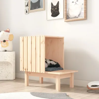 Produktbild von CLORIS Katzenhaus 60x36x60 cm Massivholz Kiefer, 6,6 kg