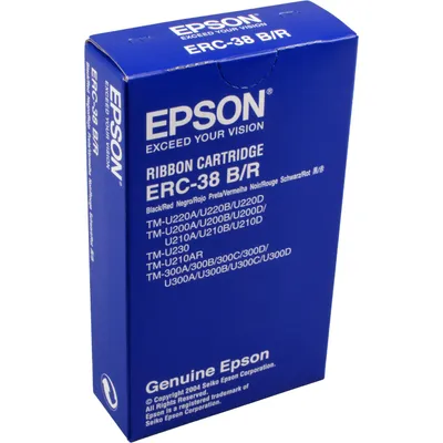 Produktbild von Epson ERC38BR Farbbandkassette für TM-300/U300/U210D/U220/U230, Schwarz/Rot, - TM-300A - TM-300B - TM-300C - TM-300D - TM-U210A - TM-U210B - TM-U210D, Schwarz, Rot, Schwarz, China, Epson, 50 g