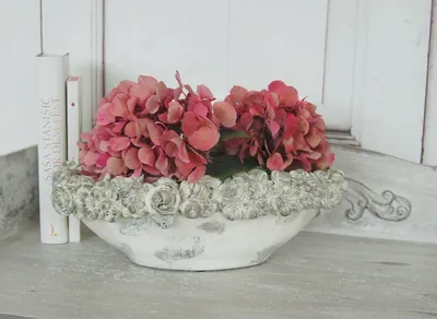 Produktbild von Schale, Vase BLÜTE, Übertopf in Betonoptik, antique Chic Shabby Landhaus