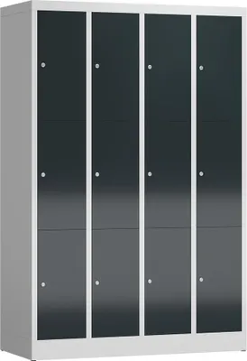 Produktbild von ClassiX Schließfachschrank anthrazit, lichtgrau X-520348, 12 Schließfächer 118,5 x 50,0 x 180,0 cm