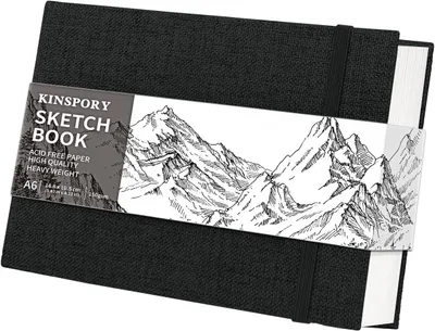 Imagen del producto de Cuaderno de dibujo de tapa dura con cubierta de tela, tamaño A6, 100 páginas (50 hojas), 150 g/m²