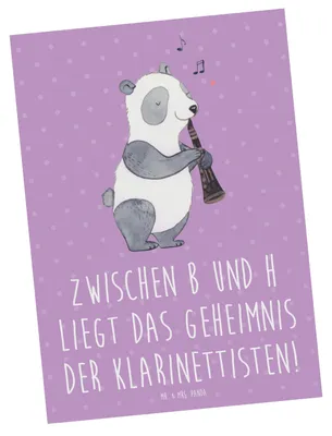 Produktbild von Mr. & Mrs. Panda Postkarte Klarinette Geheimnis - Lavendeltraum - Geschenk, Ansichtskarten, Musikunterricht, Musik, Musiker, Instrument, Notenlesen, Fotokarte, Grußkarte
