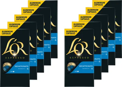 Produktbild von L'OR Kapseln Decaffeinato 6 Espresso Nespresso®* kompatibel 10 x 10 entkoffeinierte Espressokapseln