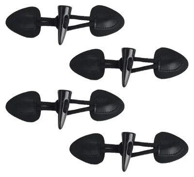 4 Paar Leder-Knebelknöpfe Schwarz für Jacken & DIY