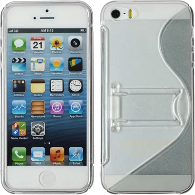 Produktbild von PhoneNatic Case kompatibel mit Apple iPhone 5 / 5s / SE - grau Silikon Hülle Aufstellbar + 2 Schutzfolien