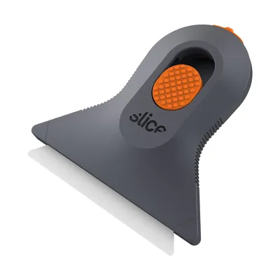 Image de Mini-grattoir 10594 avec réglage manuel de la lame - Grattoir pour plaques de céramique - Orange - Dimensions : 63,2 x 67 x 10,7 mm, avec réglage manuel de la lame