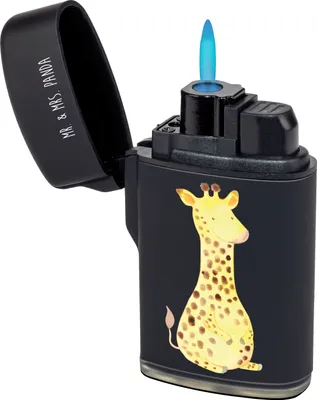 Produktbild von Mr. & Mrs. Panda anzünder Giraffe Zufrieden - Schwarz - Geschenk, Abenteuer, sturmfeuerzeug, Afrika, gas, Feuerzeuge, zigarettenanzünder, Feuerzeug, Glück