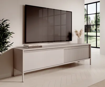 Produktbild von AX LIVING Trentinis Beige TV Bank, Moderner TV Tisch, 187,1cm breit, geriffelter