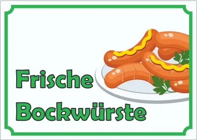 Produktbild von Frische Bockwürste Werbeaufkleber Aufkleber A7 (74x105mm)
