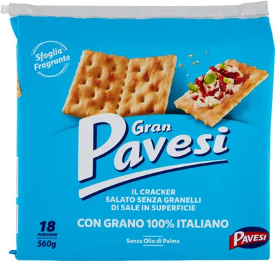 Produktbild von Gran Pavesi Il Cracker Salato, Salzcracker, Salz, 560 g, Quadratisch, 18 Stück(e), 1842 kcal