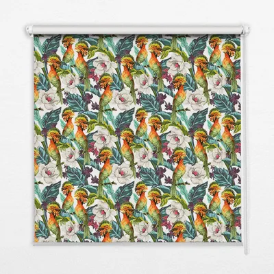 Produktbild von Seitenzug-Rollo Fensterrollo Jalousie - Thermo-Rollo Verdunkelungsrollo - 90x140 cm - Vögel und Blumen