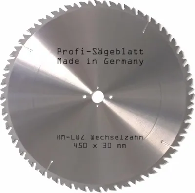 Produktbild von HM Sägeblatt 450 x 30 mm Z= 40 LWZ Hartmetall Kreissägeblatt W mit Spanabweiser für Naturholz Brennholz Hartholz Leimholz für Wippsäge Tischkreissäge Kreissäge Kappsäge Gehrungssäge Brennholzsäge