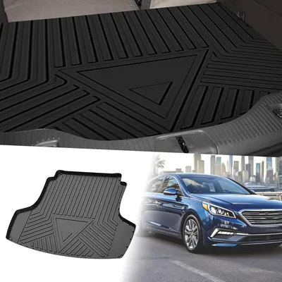 Produktbild von Flache Gesichtsladeflächen-Kofferraummatte Kofferraum-Laderaum-Gepäckstiefel-Tablettmatte Streifen- und Dreiecksmuster für Hyundai Sonata 2020-2022 Anti-Rutsch