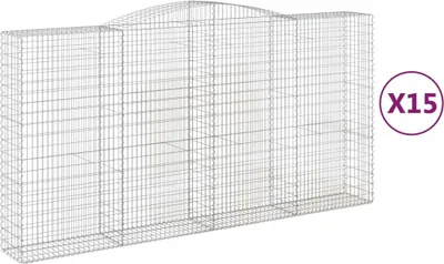 Imagen del producto de vidaXL: 15 gabiones con forma de arco, 400x50x200/220 cm, fabricados en hierro galvanizado
