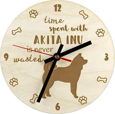 Image de Akita Inu - horloge avec chien, horloge en bois gravée, horloge personnalisée Art-Dog
