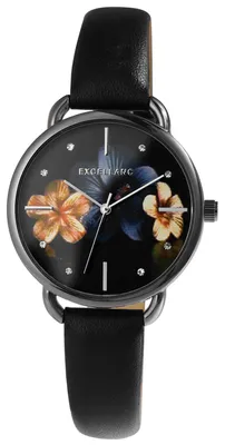 Image de Montre pour femme, bracelet imitation cuir, couleur argentée, verre minéral