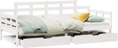 Obrázok produktu pre vidaXL Denná posteľ so zásuvkami biela 80x200 cm borovicové drevo