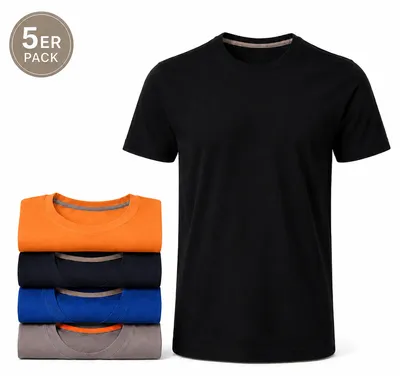 Produktbild von Mivaro Herren T-Shirt 5er Pack Basic Rundhals - Männer Tshirt 100% Baumwolle atmungsaktiv - kurzarm - Unterziehshirt - Regular Fit - bis Größe 5XL