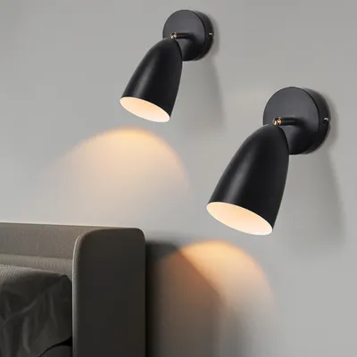 Produktbild von ZMH Wandleuchte Innen Wandlampe Schwarz 2er Vintage Wandbeleuchtung Schlafzimmer Wandstrahler GU10 Flur Küche Schwenkbar Wandlicht Ohne Leuchtmittel
