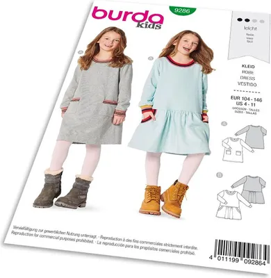 Obrázek produktu pro Střih Burda 9286 - Dětské mikinové šaty