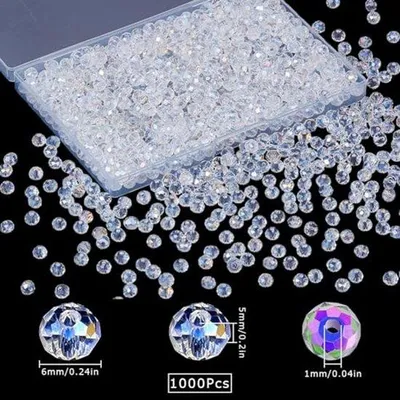 Obrázok produktu pre Facetované sklenené podložky 6 x 5 mm, kryštál AB