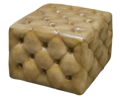 Obrázek produktu pro Casa Padrino podnožka z pravé kůže pískové barvy 64 x 64 x v. 46 cm - Chesterfield Nábytek