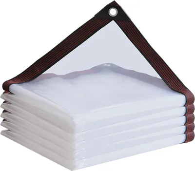 Image de Toile transparente, rectangulaire, dimensions 3x6 mètres, bordure noire, idéale pour protéger les meubles de jardin et servir de protection contre la pluie