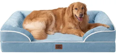 Immagine prodotto di Cuccia ortopedica per cani, taglia XL, 112x81 cm, realizzata in memory foam, lavabile e impermeabile, colore azzurro chiaro