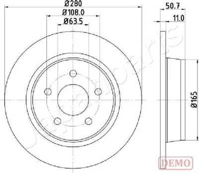 Productafbeelding van 2x JAPANPARTS remschijf achter, voor voertuigen zonder elektrische handrem