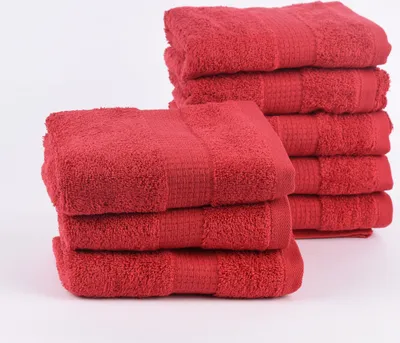 Produktbild von 8er Set Handtücher 50x100cm Qualitätsfrottee 100% Baumwolle 500g/qm einfarbig Farbe rot