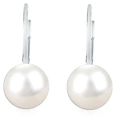 Imagen del producto de Pendientes para mujer Bibei con perla blanca, cierre catalán, plata de ley 925, modelo BIPE040