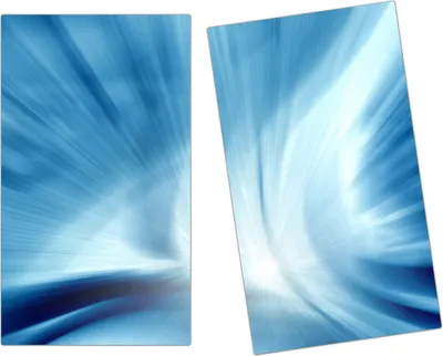 Produktbild von Spritzschutz Herdabdeckplatte Schneidebrett aus Glas Blaue Wellen und Linien 2-Teilig (60x52cm)