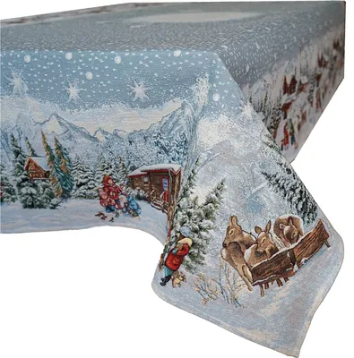 Produktbild von Tischwäsche mit Druck Weihnachtsdorf bunt 140 x 180 cm