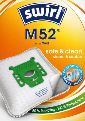 Produktbild von Swirl M 52 EcoPor Staubsaugerbeutel (10 Beutel), reißfeste Staubbeutel für einig