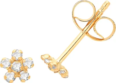Produktbild von Süße 9 Karat (375) Gold Blume Damen - Paar Ohrstecker mit Zirkonia - 4mm*4mm; TRS361639KY