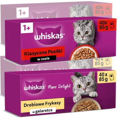 Produktbild von Whiskas Adult 160x85g Geflügel-Köstlichkeiten in Gelee und Klassische Mahlzeiten