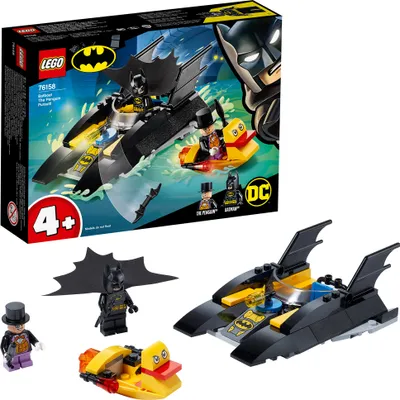 Produktbild von LEGO Super Heroes DC Batman Batboat Verfolgung des Pinguins 76158, ab 4 Jahre, mit speziellem Starterstein, Batman™ und Pinguin Minifiguren sowie einfacher Anleitung.