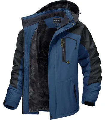 Produktbild von Herren Winter Skijacke Fleece Gefüttert Wasserdicht Winddicht Atmungsaktiv S Kuhblau