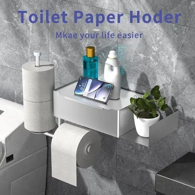 Produktbild von Famanu Toilettenpapierhalter mit Feuchttücherbox - Silber