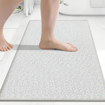Immagine prodotto di Tappetino da bagno 41x61 cm, grigio chiaro, antiscivolo, assorbente, lavabile, pelo corto
