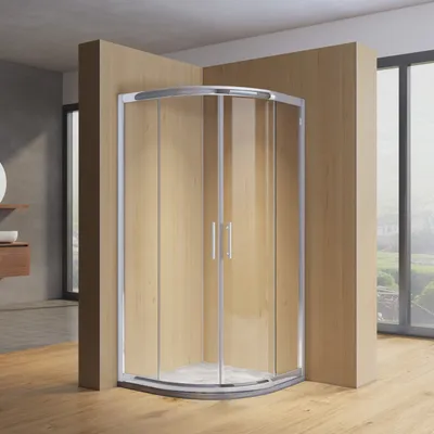 Produktbild von SONNI 90x90cm Viertelkreis Eckeinstieg  Runddusche Schiebetür Duschkabine Duschabtrennung