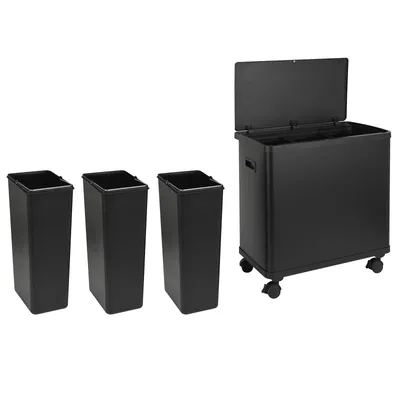 Produktbild von SVITA SR3X18 54L Sensor-Mülleimer 3 Fächer Mülltrennsystem Abfalleimer Stahl Schwarz
