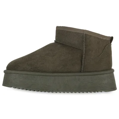 Produktbild von VAN HILL Damen Warm Gefütterte Plateau Boots Profil-Sohle Plateau-Schuhe 840794, Farbe: Dunkelgr?n, Größe: 37