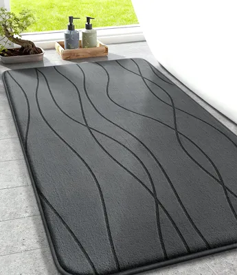 Produktbild von Badematte, Memory-Schaum-Badematte, rutschfeste Badematte, waschbar, weich, saugfähige Bade-/Duschmatte für das Badezimmer, dunkelgrau, 50 x 80 cm
