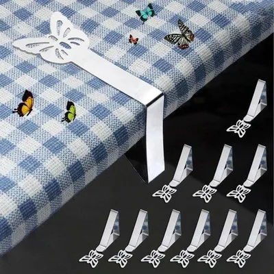 Produktbild von Silberne Tischdeckenklemmen 10er Pack, für dicke Tische, Außen, Restaurant, Garten