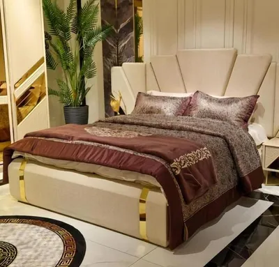 Produktbild von Bett Polsterbett Doppelbett Ehebett Betten Hotel Schlafzimmer Beige